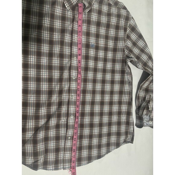 Rough Stock Panhandle Shirt Mens XL Brown Plaid Western Button Up Cowboy ROD3009 - Picture 4 of 8